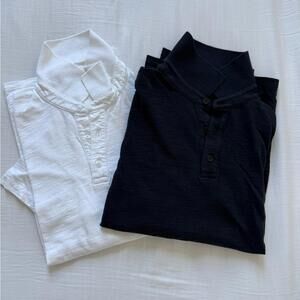 2x Men’s Slub Polo. Navy and white